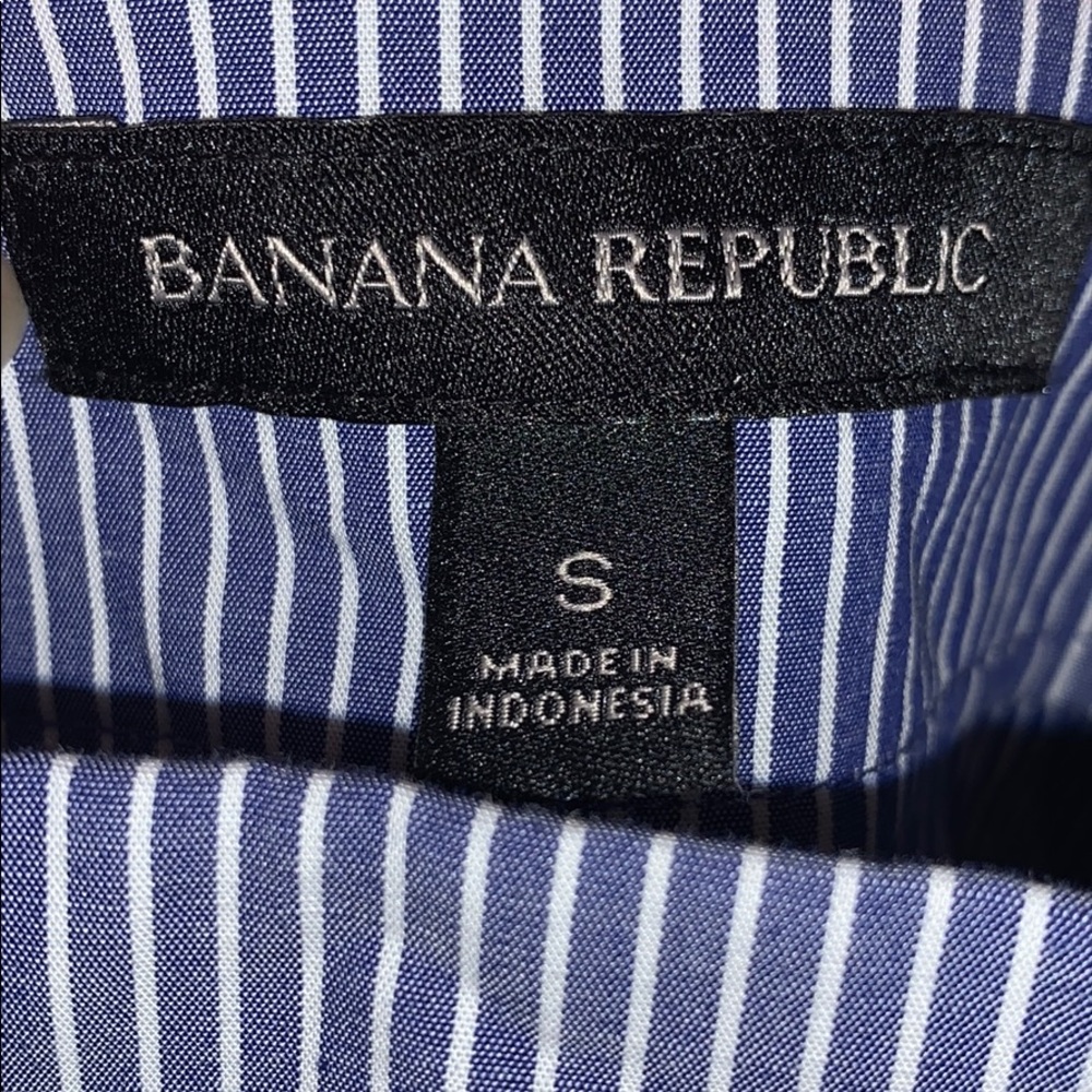 Banana Republic Double Bow Cold Shoulder Striped Top Blue White Coquette Stripe - Picture 8 of 13